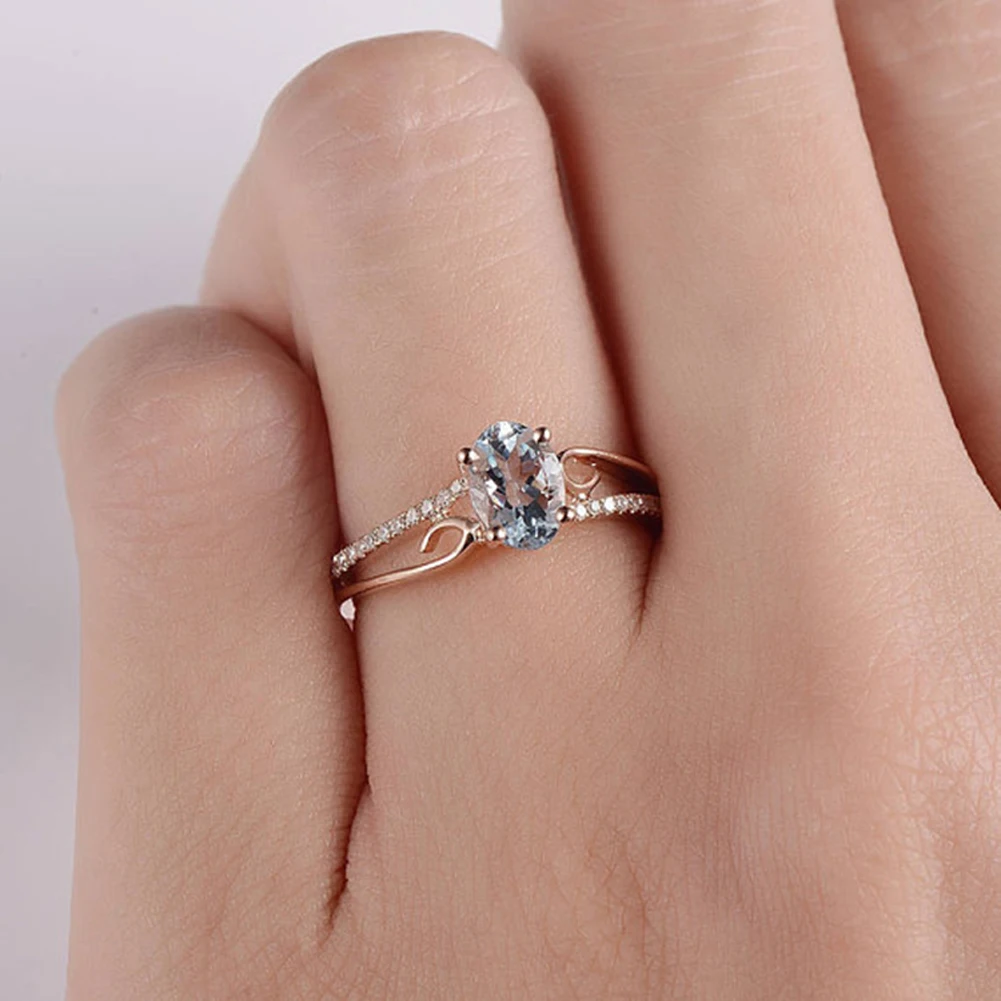 Milangirl Divat Kristály Alakú Esküvői Gyűrűk Elegáns Női Ovális Eljegyzési Gyűrűjét. a Menyasszonyi Karácsony Kép 3