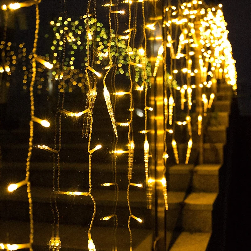 LED Karácsonyi Girland Jégcsap Tündér Függöny Fény Vízesés Ház Új Év, Kert, Terasz lakberendezési 8 Módok Születésnapi Ajándékok Kép 3