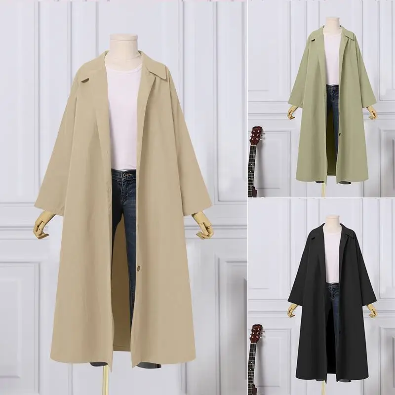 A nők Szilárd Árok ZANZEA Alkalmi Hosszú Ujjú Kabátot 2021 Őszi Maxi Kabátok Női egysoros Kardigán Túlméretezett Outwear Kép 3