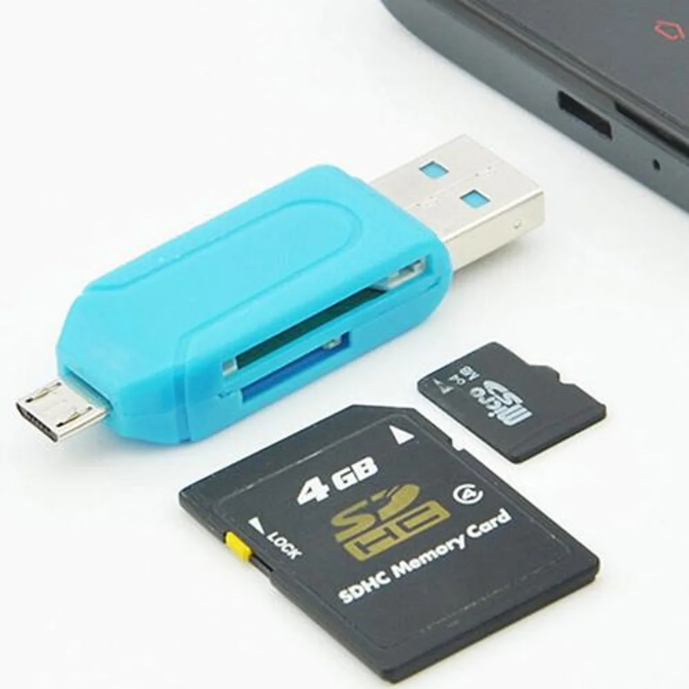 1db 2 az 1-ben OTG USB 2.0 TF SD Kártya Olvasó Memóriakártya-Olvasó, - Adapter Univerzális Mikro-USB PC Telefon, Számítógép, Laptop Kép 3