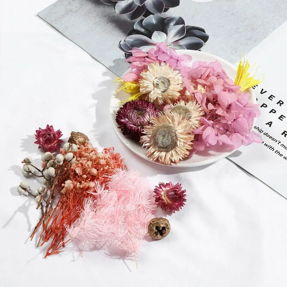 Szárított Virágok, Halhatatlan Virág Keret Préselt Virág Anyag Csomag DIY Illatos, Virágos Gyertya Szárított Virágok Kép 3