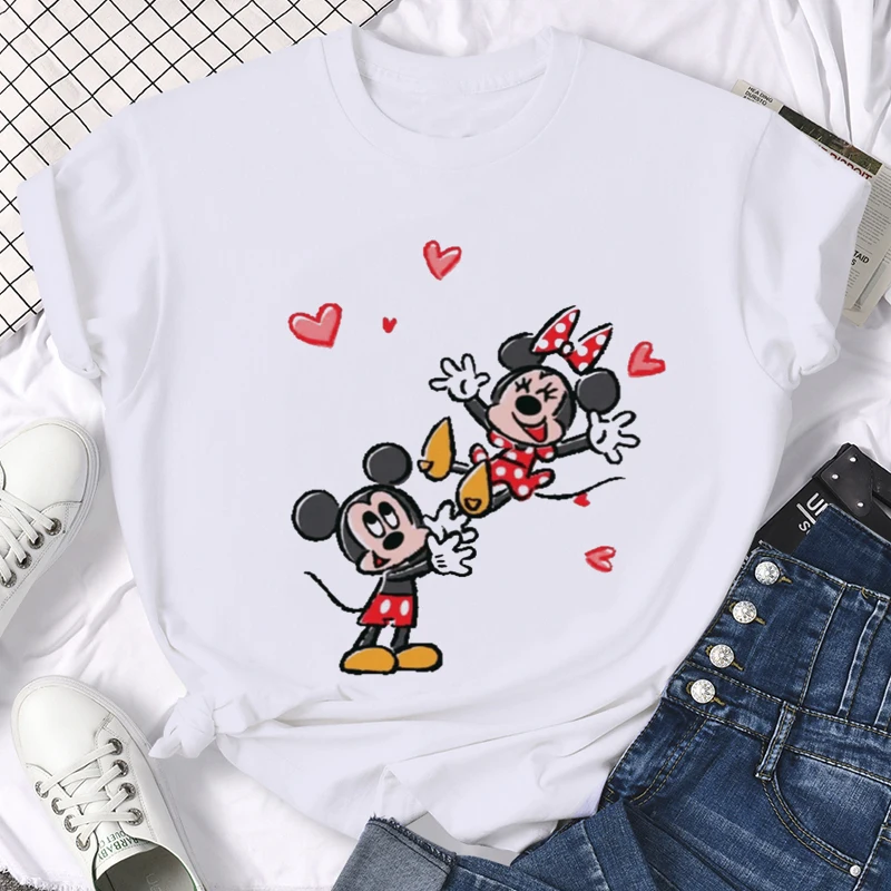 Aranyos Disney Mickey Minnie Pár Póló Férfi Női Unisex Vicces, Aranyos Tshirt Nyári Alkalmi póló Grafikus Felső Póló Férfi Női Kép 3