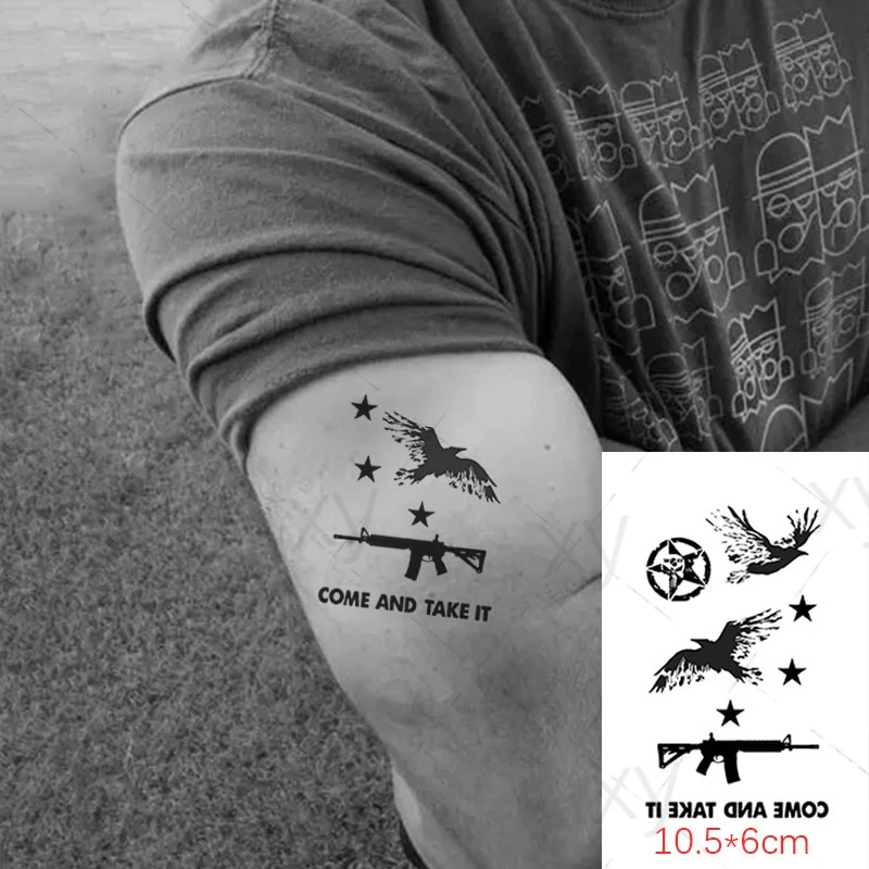 Vízálló Ideiglenes Tetoválás Matrica Fekete Régi Iskola géppuska AK47 Tatto Flash Tetoválás Hamis Tetoválás a Férfiak Nők Kép 3