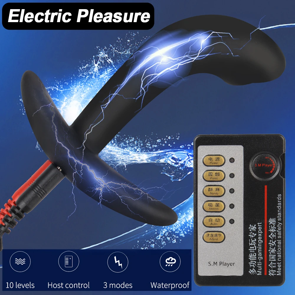 Masturbator Elektro Stimulátor Prosztata Masszázs Áramütés Anális Hüvelyi Plug Áramütés Szexuális Játékszerek Férfiaknak A Nők Kép 3
