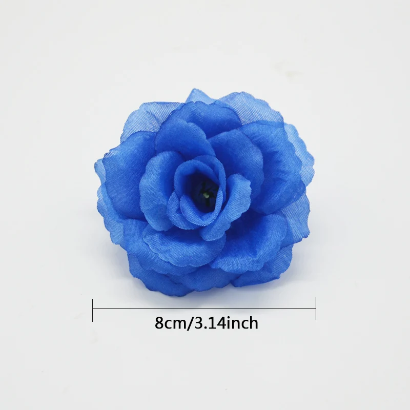 Yoshiko 10db Ruhával Navy Blue Rose művirágok DIY Dekoratív virág, Koszorú, Virág, Csokor, Botok, Virágos Ágak Kézműves Kép 3