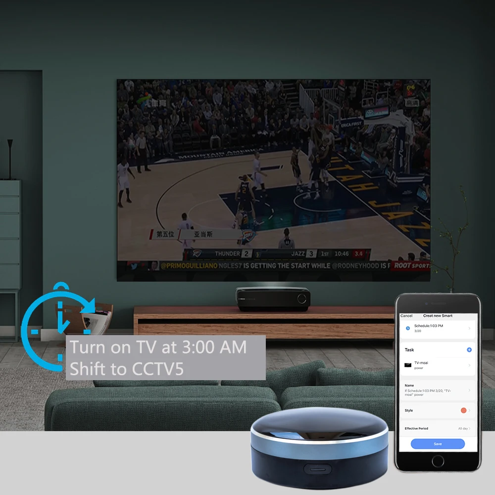 RF+IR Univerzális Távirányító, WiFi Smart Home Vezérlő a TV-készülék VÁLTÓÁRAMÚ Függöny redőnyökről Munka Alexa, a Google Asszisztens Siri Kép 3