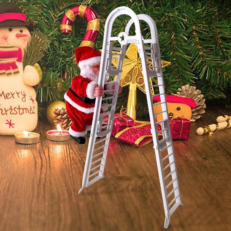 Mikulás Karácsonyi Figura Dísz Mássz Fel A Gyöngyöket, majd Menj Le Többször Elektromos Hegymászás LadderKids Játék Ajándékok New Kép 3