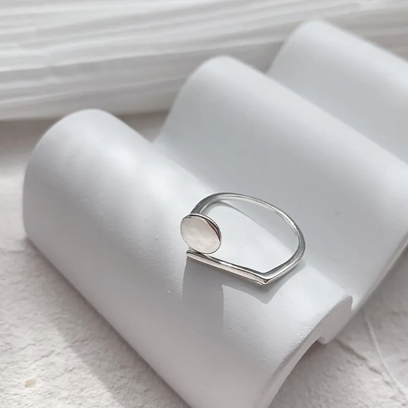 LIVVY Ezüst Színű Nyitott Gyűrűk Egyszerű Kör Kereszt emeletes Gyűrű Állítható Gyűrű Divat Ezüst Ékszerek Fél Kép 3
