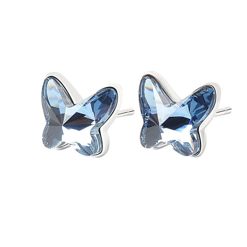 Divat új kék kristály fülbevaló egyszerű erdő stílusú kis illat pillangó fülbevaló, a nők eladó Kép 3