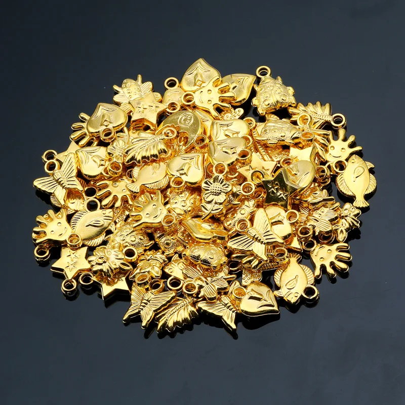 50pcs Vegyes Forma CCB Műanyag Gyöngyök Aranyozott Laza Varázsa Gyöngy Ékszerek Készítése Diy Nyaklánc Fülbevaló Medálok Tartozékok Kép 3