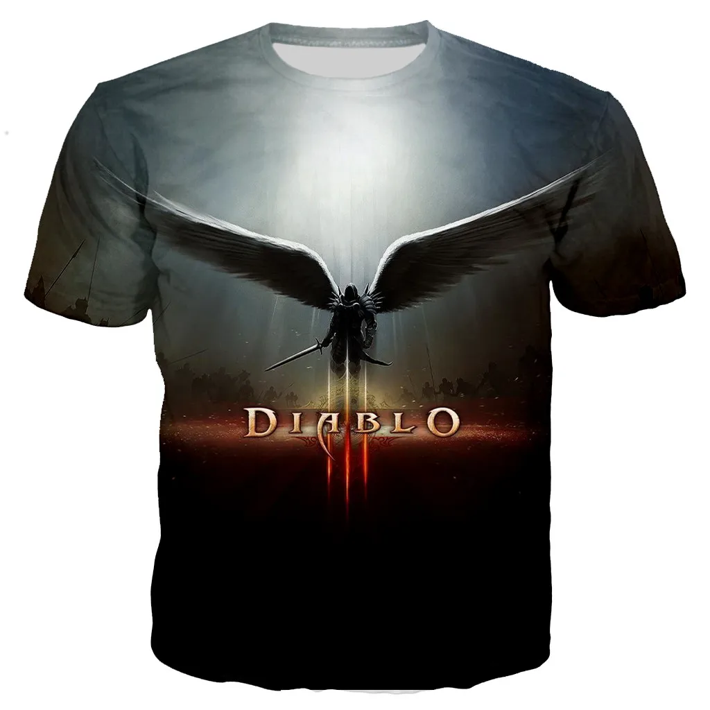 Nyári Játék Diablo 3 Reaper Lélek Nyomtatott 3D-s póló Férfi/női Divat Király Alkalmi Túlméretezett Streetwear Póló Ruha Kép 3