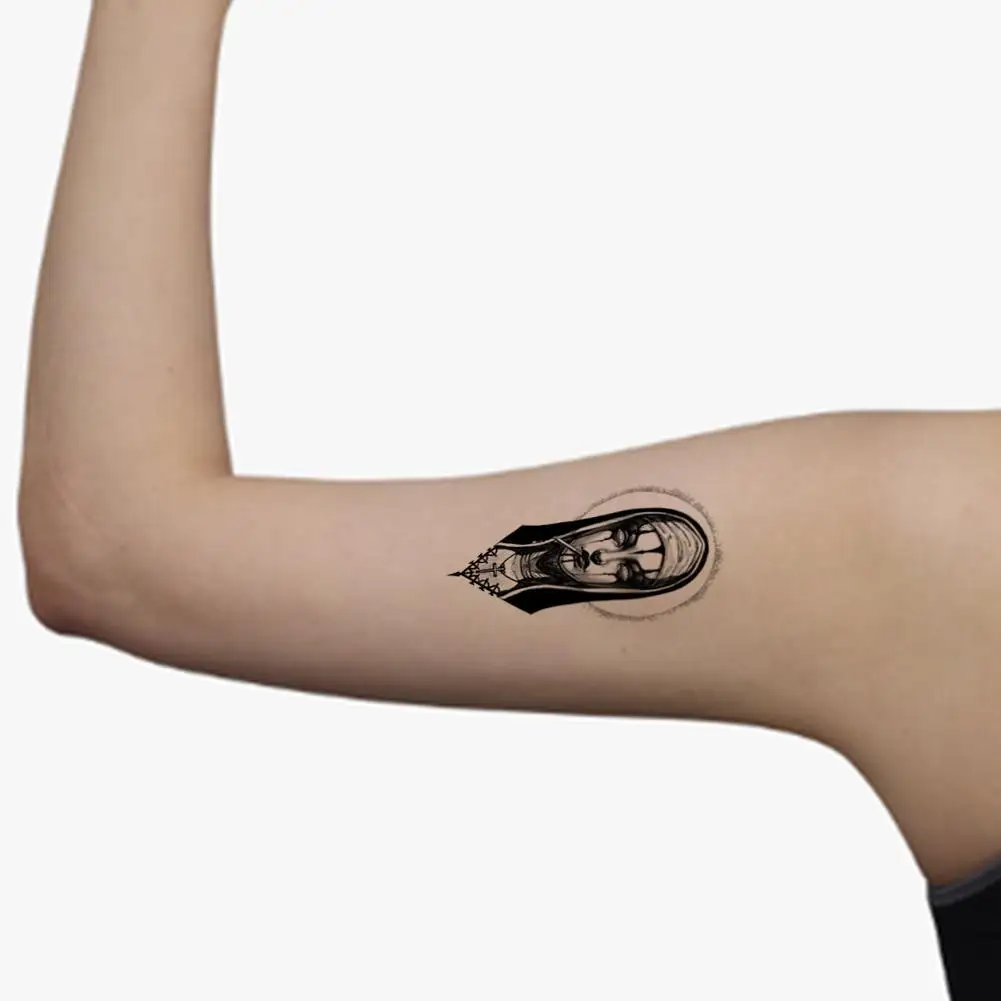 Vízálló Ideiglenes Tetoválás Matrica Fekete Kígyó, Body Art, Hamis Tetkó Dupla Tart Koponya Halloween Matrica Csukló Body Art Kép 3