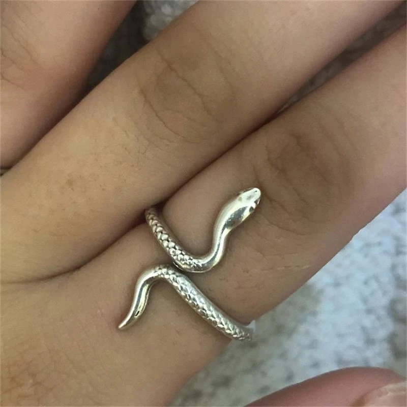 A nők Egyszerű Kígyó Gyűrű Nyitó Állítható Állat Gyűrű Női Esküvői Buli Bohém Női Ajándék Kép 3