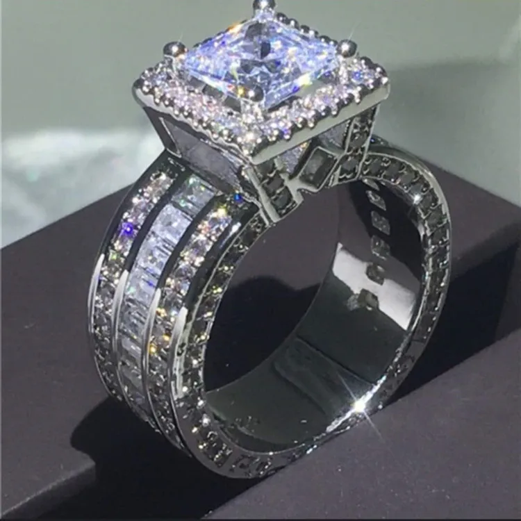 FFLACEL Üreges kétszínű Színű Gyűrű Hullám Köbméter Cirkon Gyűrű Női Divat Népszerű Strasszos jegygyűrűt a Nők Kép 3