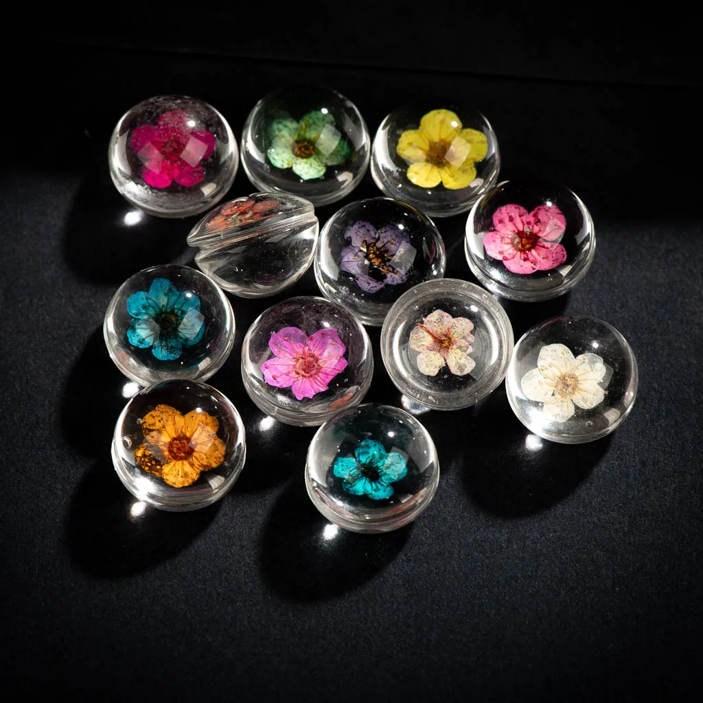 18#5db Színes Szárított Virágok Cabochon Üveg Gyöngyökkel Amulett Nyaklánc Bolitas Para Pulseras Joyeria Kézműves Kellékek, Ékszerek #XN298 Kép 3