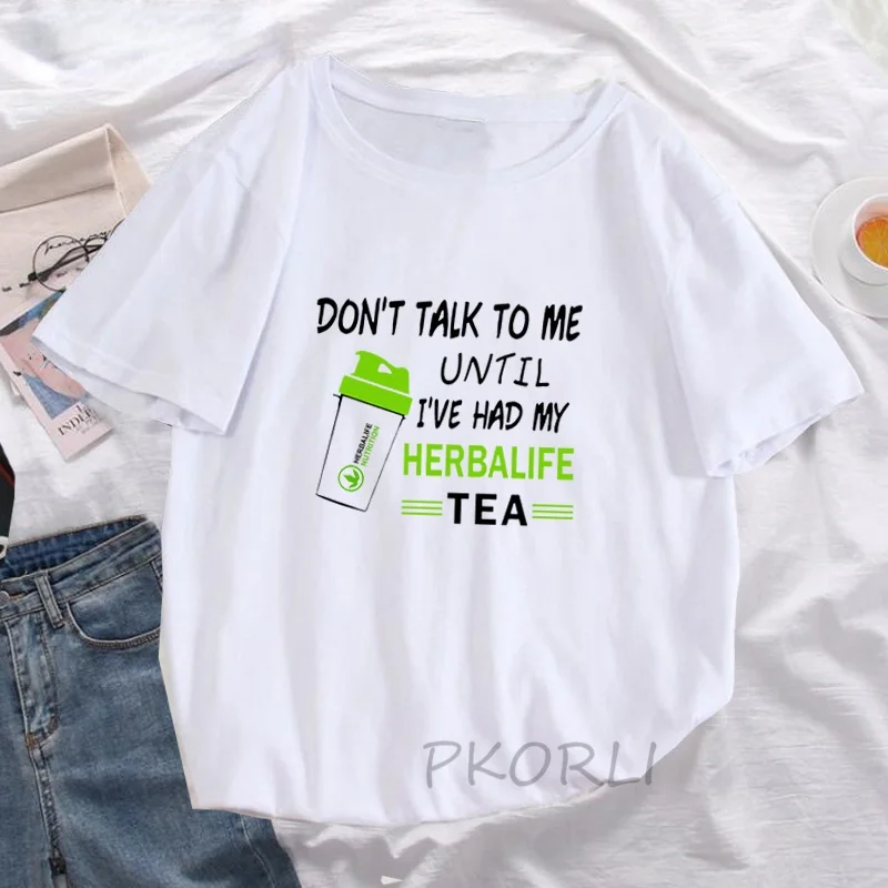 Herbalife Tea T-shirt a Nők Ne Beszélj Nekem Herbalife Táplálkozási Póló Női Ruházat Nyári Pamut Rövid Ujjú Vicces Maximum Kép 3