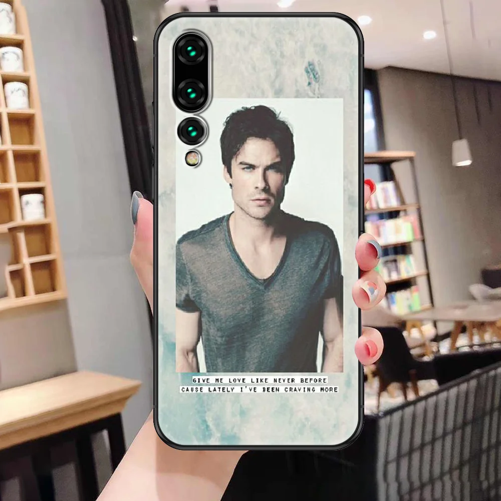 A Vampire Diaries Damon Salvatore Telefon esetében A Huawei P Haver P10 P20 P30 P40 10 20 Okos Z Pro Lite 2019 fekete 3D lökhárító tpu Kép 3
