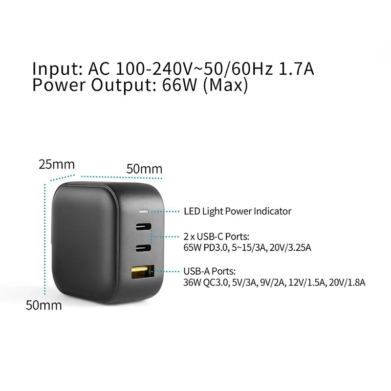 3 Port PD Töltő Utazási Gyors Töltés QC3.0 USB hálózati Adapter Fali EU, UK, AU Felelős Pulg iPhone 12 Pro Max Xiaomi 10 Huawei Kép 3