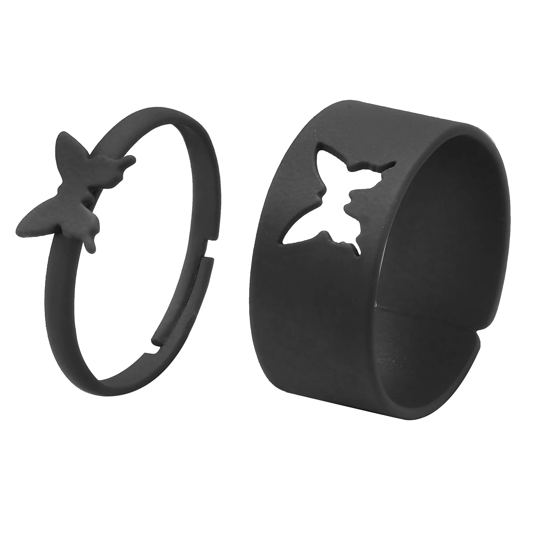 Macaron, Színes Pillangó Gyűrű A Nők A Férfiak Szerető Pár Gyűrű Készlet, Állítható Nyílt Gyűrűk Trend Divat Esküvő Ékszer Anillos Kép 3