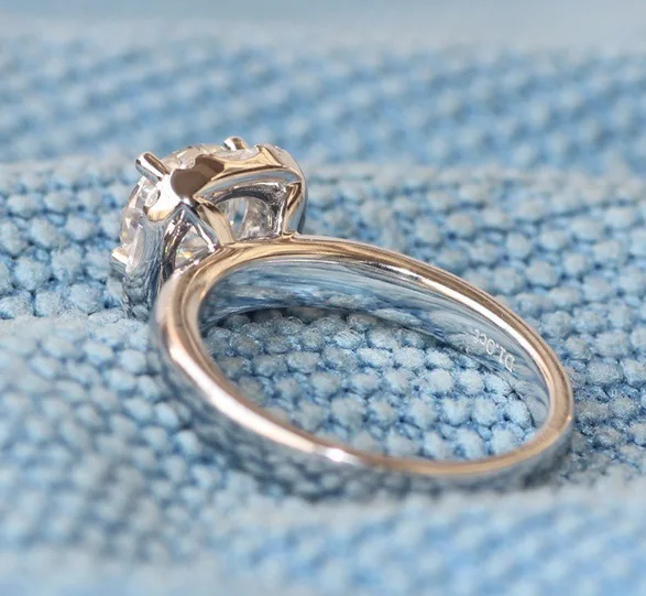 Tér Gyűrűk Női Fehér Kerek Cirkon 925 Ezüst Káprázatos Divat Gyűrű Menyasszony Esküvői Eljegyzési Parti Ékszer Gyűrű Kép 3
