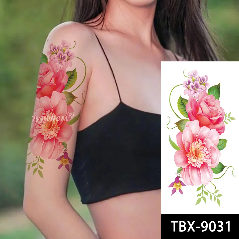 Virág Tetoválás Sickers Vízálló Ideiglenes Tetoválás Ujja Utánzat Tetoválás a Nők Szexi Test Tetoválás Festmény egyszeri Hamis Tatto Kép 3