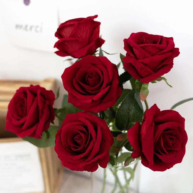 5db Gyönyörű Selyem Mesterséges Rózsa Esküvői Haza Asztal Dekoráció Hosszú Csokor Gondoskodjon Hamis Növények Valentin Napi Ajándék Kép 3