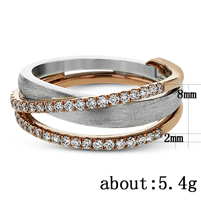 Huitan Regény Design Kényes Kereszt Nők Esküvői Fél Gyűrűt, a Szerető Jó Ajándék Rose Gold Színű Mikro Burkolt CZ Divat Ékszerek Kép 3