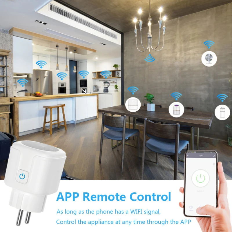 Aubess WiFi 16A EU Smart Plug Vezeték nélküli Távirányító Power Monitor Időzítő Socket hangvezérlés Tuya Intelligens Élet ALKALMAZÁS a Google Haza Alexa Kép 3