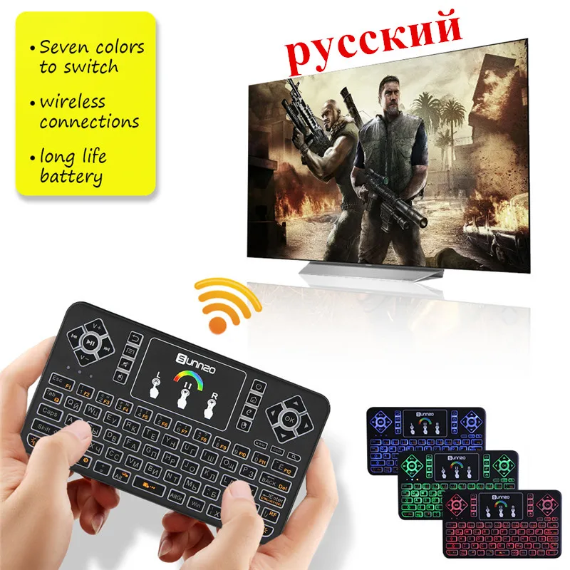 Multi-nyelv Mini Vezeték nélküli Billentyűzet-vezeték nélküli Távirányító Touchpad Android TV X96 A xiaomi Doboz XBOX 360, PS3, stb Kép 3