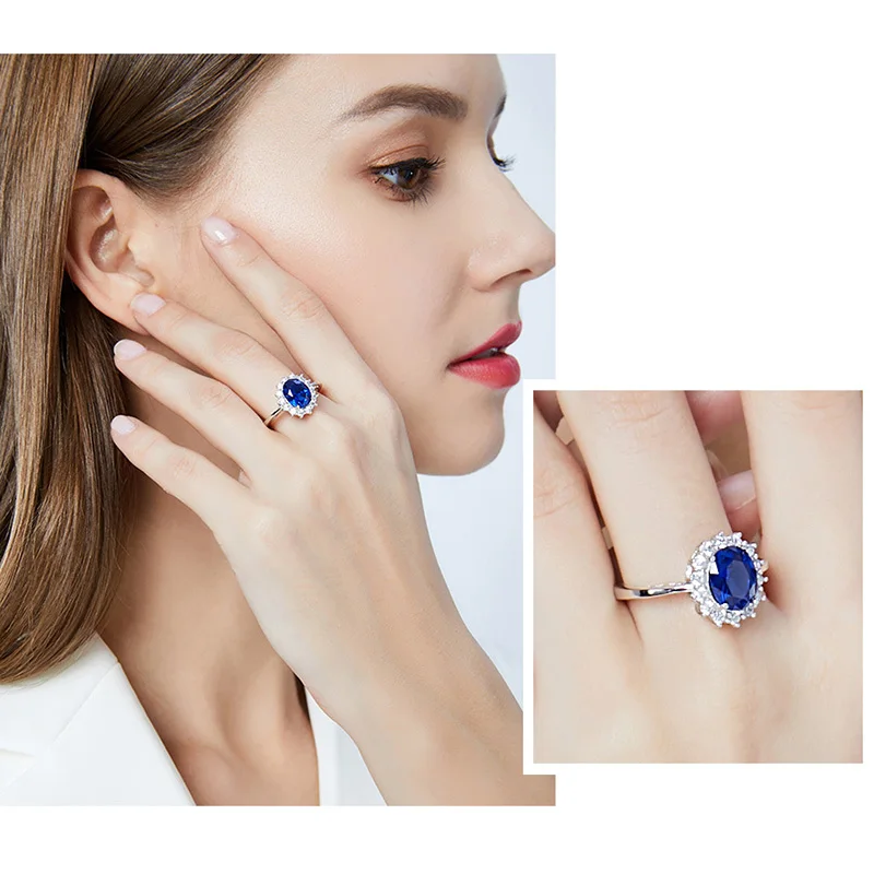 Divat-Luxus női Gyűrű Varázsa kék kristály Gyűrű Esküvői Ékszer Gyűrű Eljegyzési a Nők Számára a legjobb ajándék Kép 3
