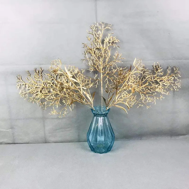 Arany Esküvői Művirágok Műanyag Szimuláció Levelek Ág Christams Dekorációs Növény Vezető Úton Room Decor Esztétikai Kép 3