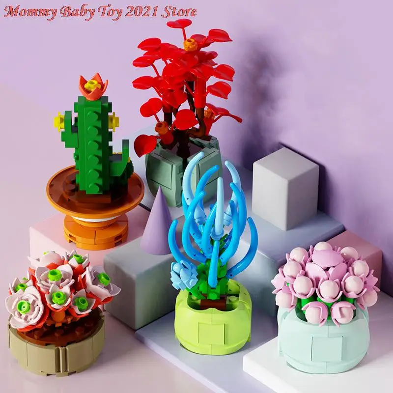 Új Műszaki Rejtély Játékok Dobozok Építőkövei Növény Zamatos Modell Mini Ajándékokat A Gyerekeknek, A Gyerekek A Lány Random Doboz Dekoráció Kép 3