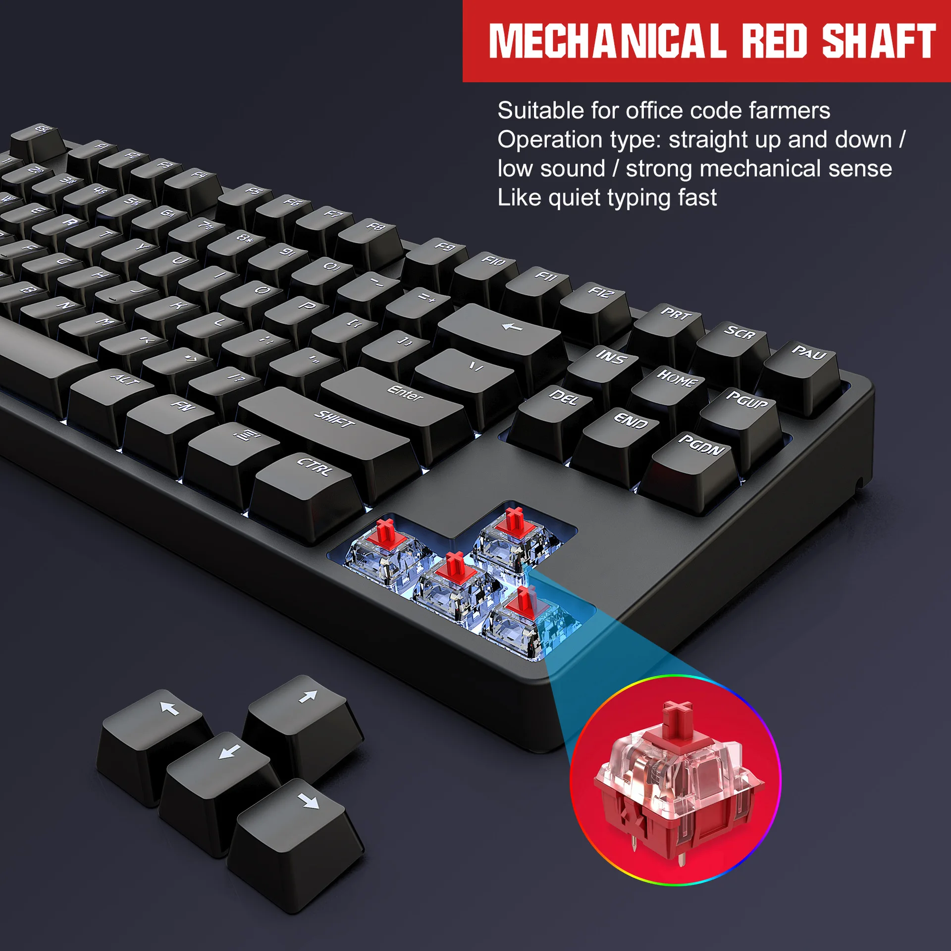 L600 Mechanikus Billentyűzet 87 Kulcs Piros Kapcsoló Fehér Háttérvilágítás c-Típusú Vezetékes Gaming Billentyűzet Támogatás DIY Laptop PC Gamer Kép 3