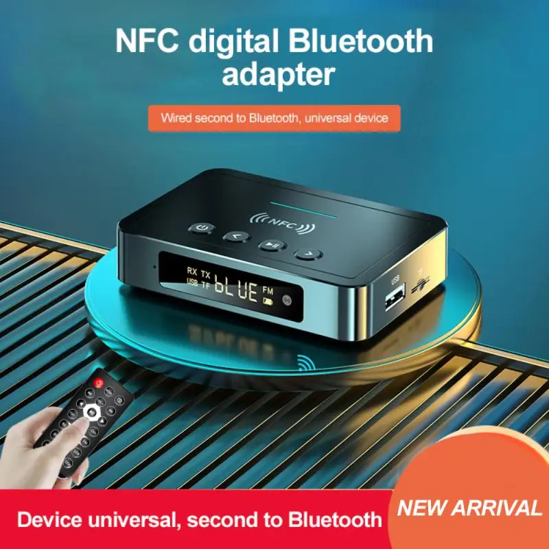 A Bluetooth-kompatibilis 5.0 Vevő Adó FM Sztereó AUX 3,5 mm-es Jack RCA Optikai Vezeték nélküli Kihangosító Hívás NFC Audio Adapter TV Kép 3