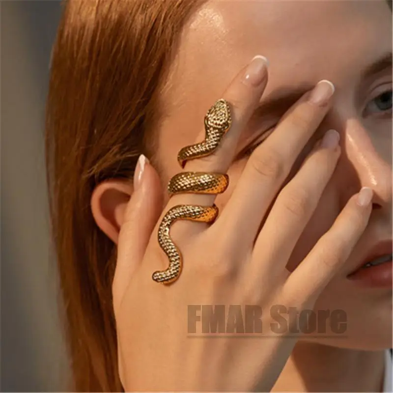 Évjárat Hosszú Kígyó Nyitó Gyűrű Női Női Arany Ezüst Színű, Állítható Ujját Punk Túlzott Állati Ékszerek Kép 3