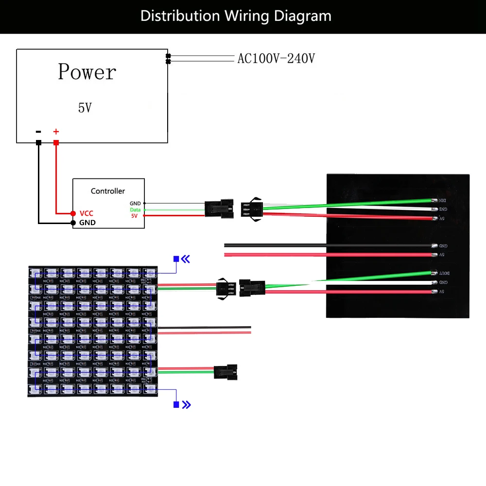 8x8 16x16 8x32 Mátrix Képernyő WS2812 RGB LED Egyedileg Címezhető WS2812 Modul Pixel Panel Mátrix Képernyő DC5V 5/10/20/50pcs Kép 3