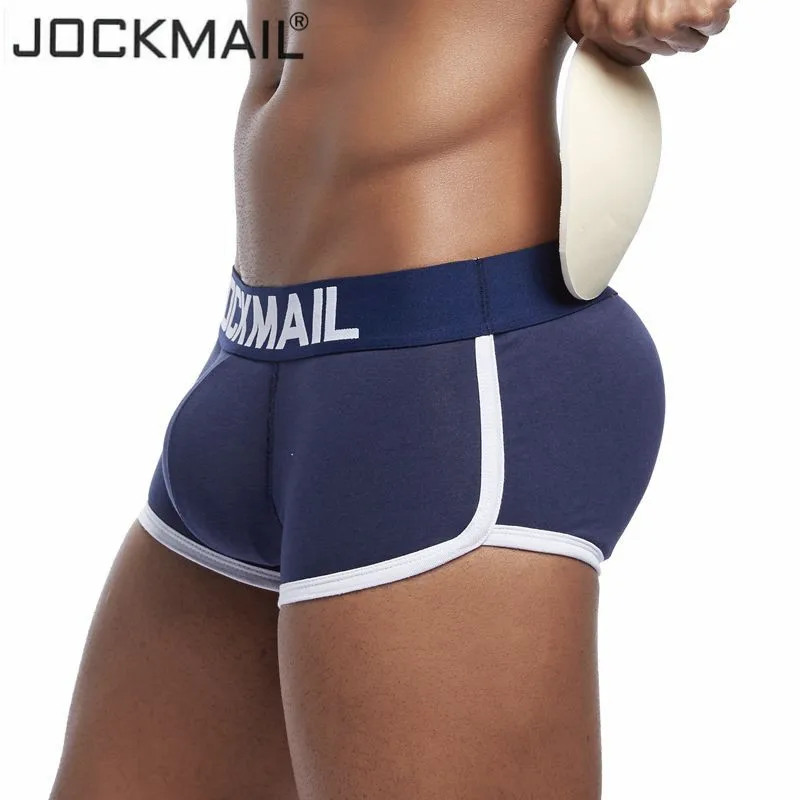 JOCKMAIL márka dudor növelése férfi fehérnemű boxer alsót Mágikus Fenék tartalmazzák első +Hátsó Hip Dupla Kivehető Push-Up Kupa Kép 3