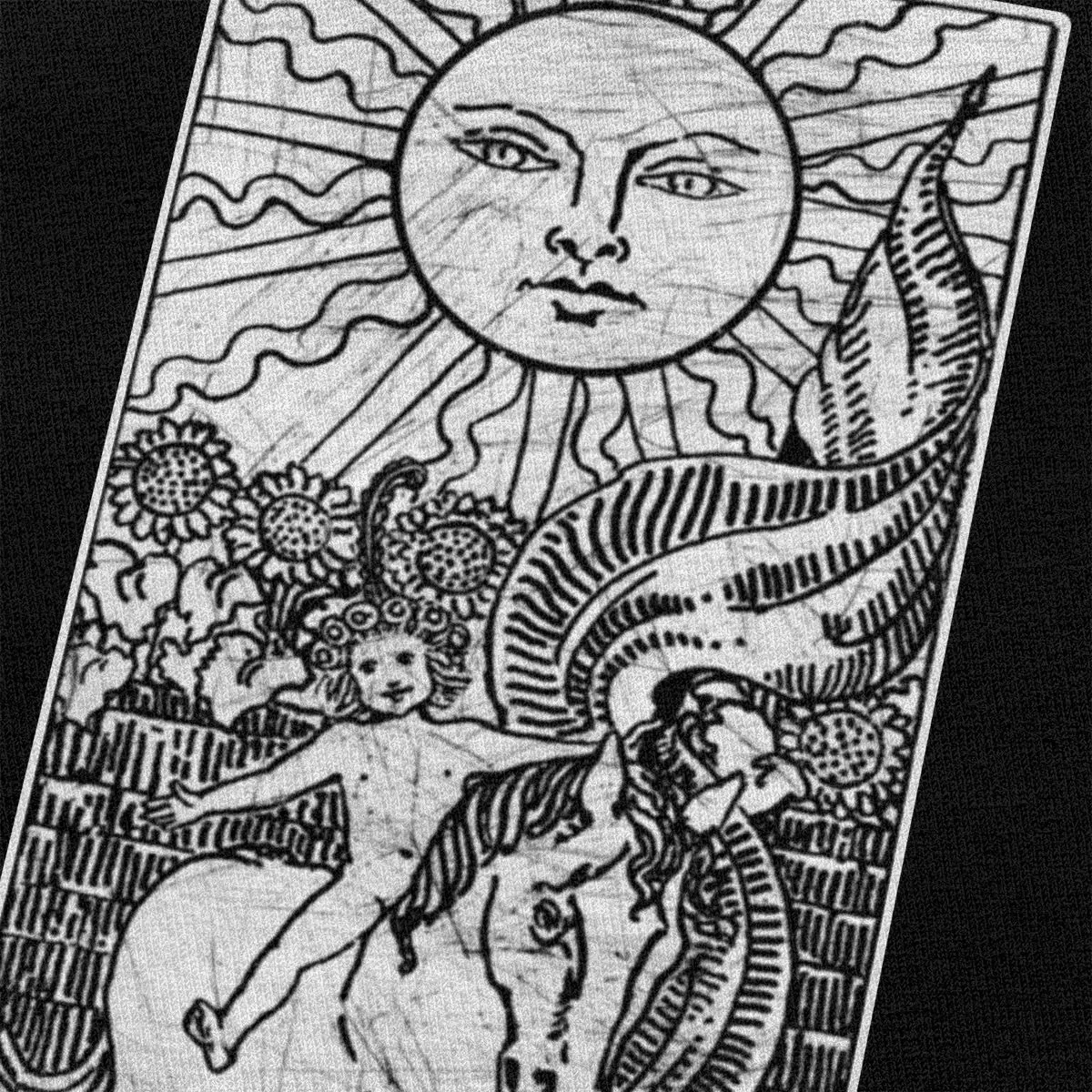 Divatos A Nap Tarot Kártya Major Arcana jóslás Okkult Tshirt Rövid Ujjú Pamut póló Halloween Póló Bolt Ajándék Kép 3