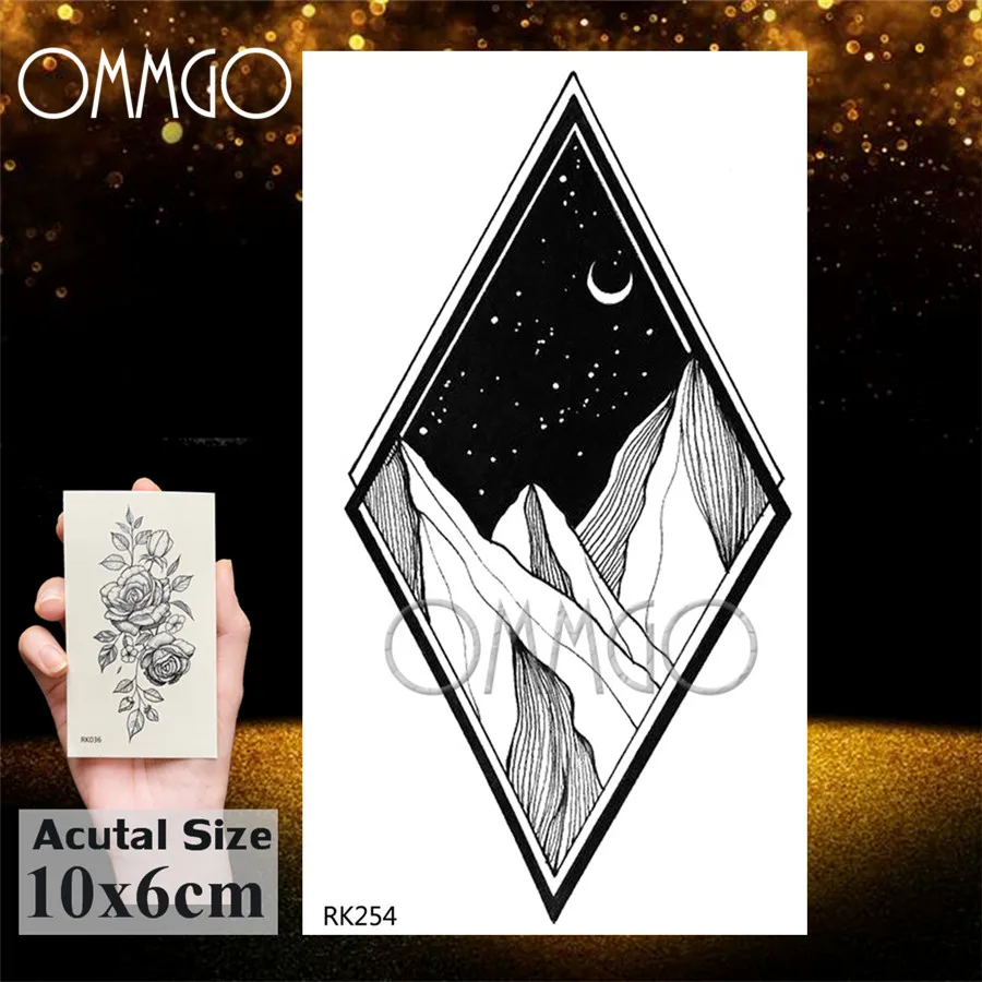 OMMGO Geometriai Szilva Virág Fa Ideiglenes Tetoválás Matrica Háromszög Medál Egyéni Hamis Női Tetoválás Művészet Virág, Csillag Tetkóimat Kép 3