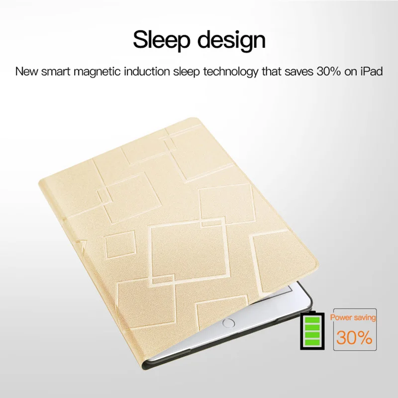 Tok iPad 2 3 4 univerzális Vékony műbőr PU négyzet minta Csepp ellenállás Okos ébredj fel alvó tok iPad Kép 3