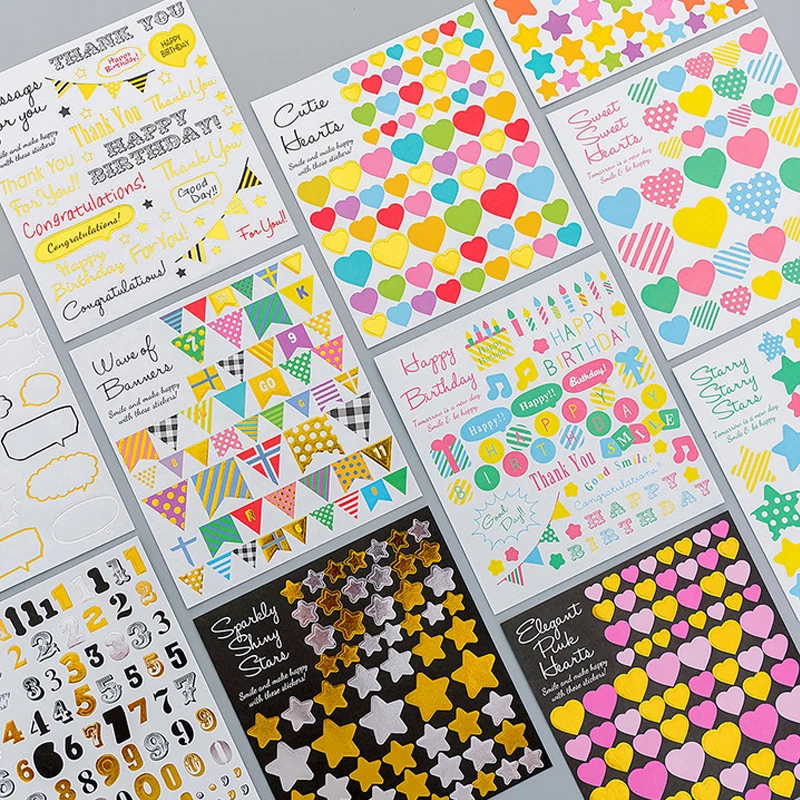 Aranyos, Aranyos Scrapbook Napló Matricák Írószer csillagok zászló Journal Utazási Matrica Szett Szív, koreai, japán betűket Kép 3