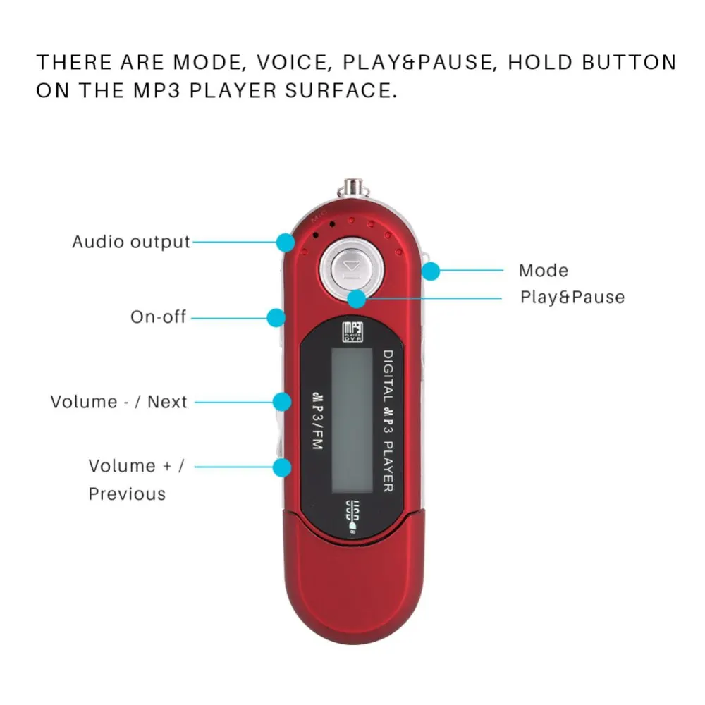 1.3 Digitális LCD Mini MP3-Lejátszó USB-MP3 Lejátszó Modul Flash Dekóder FM Rádió Audio USB Stick Lejátszó Kép 3