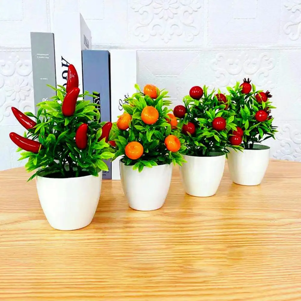 Mesterséges Gyümölcs Bonsai Mini Narancs, Gránátalma Fa Ablakpárkányon Dekoráció, Műanyag Udvar Szimulált Bonsai Növények Otthon Kép 3