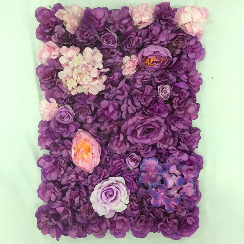 60x40cm művirágok DIY Esküvői Dekoráció Virág Fal Panelek Selyem Rózsa Virág Lila Romantikus Esküvői Háttér Kép 3