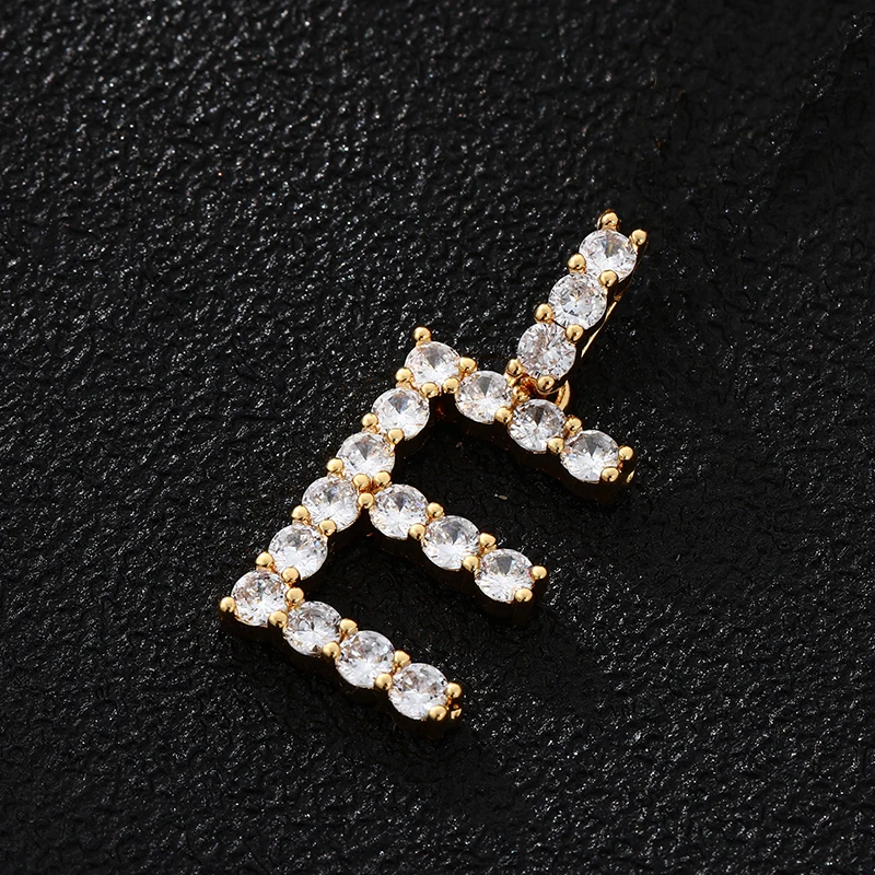 Divat Cirkónia 26 arany betű medál, női kézzel készített DIY fülbevaló, nyaklánc ékszer kiegészítők Kép 3