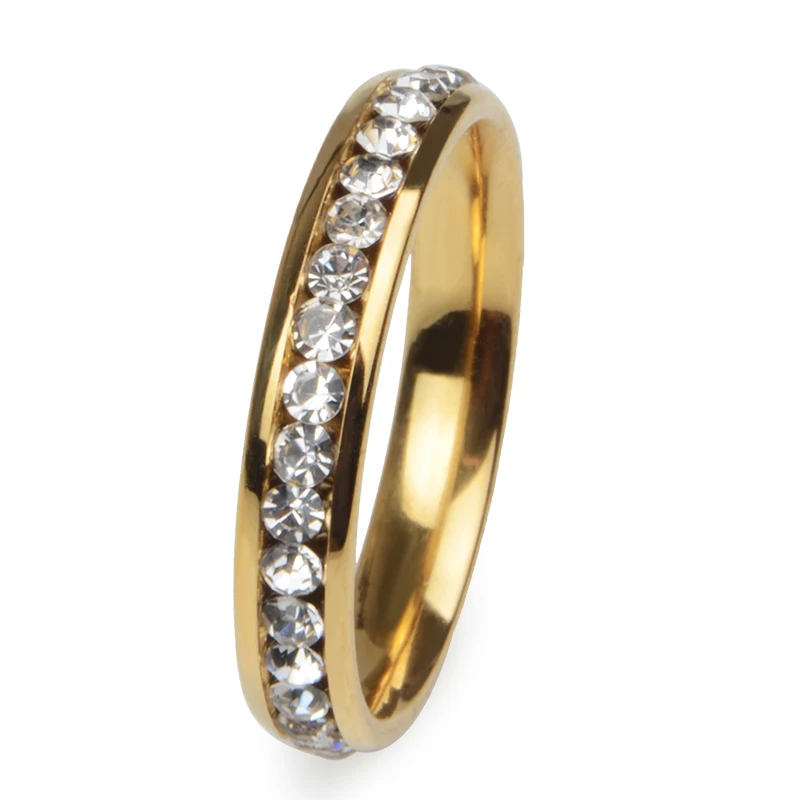 316L Rozsdamentes Acél Gyűrű, Arany Színű Strasszos Burkolt Gyűrűk Karácsonyra Női & Férfi Gyűrű Ajándékok Kép 3
