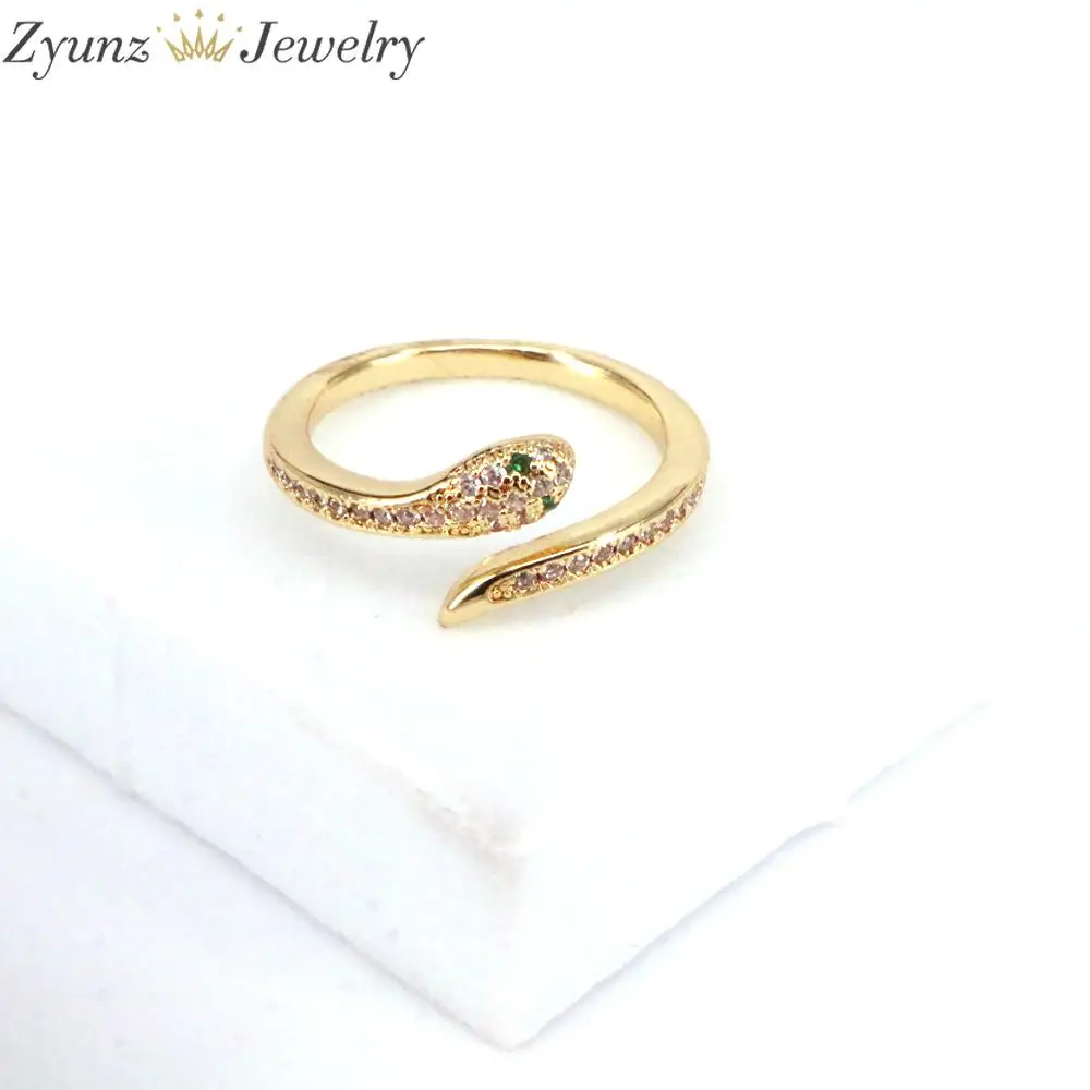 10DB, Csehország Arany színű Szív Kígyó Gyűrű Esküvői Micro Egyengetni Gyűrű A Nők koreai Stílus Geometriai Gyűrű Ékszer Kép 3