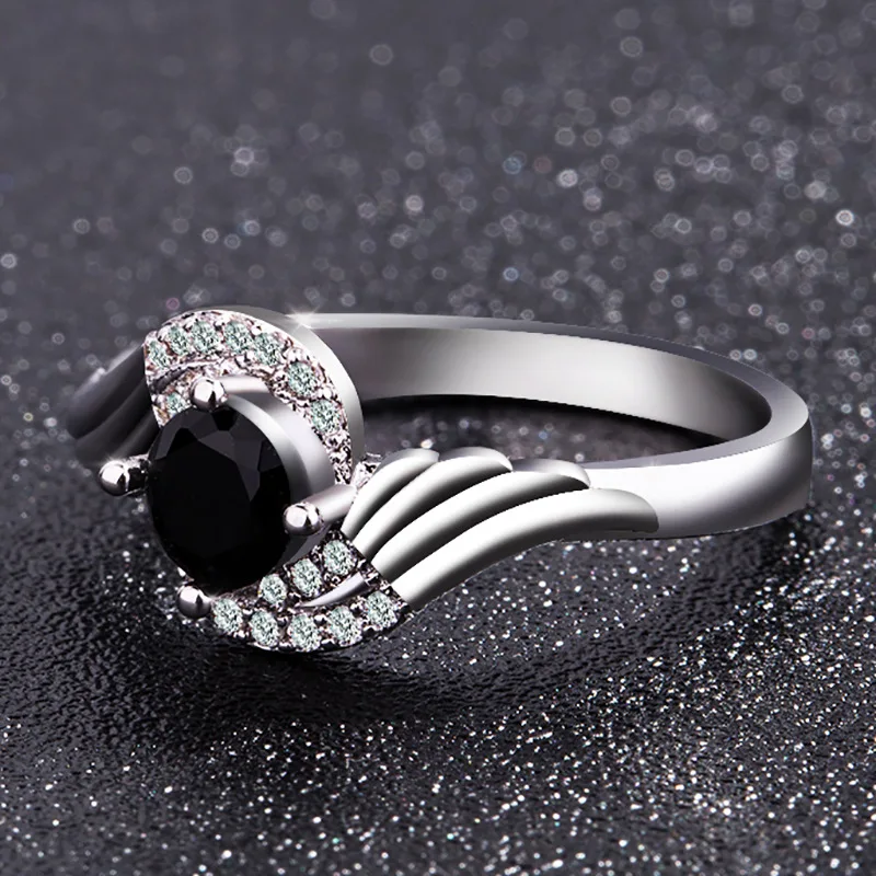 Egyedülálló Természeti Fekete Onyx Spinell Évfordulóján Gyűrű 925 Anillos Ezüst Gyűrű Kerek Vágott Kő Gyűrű Ékszer A Nők Kép 3