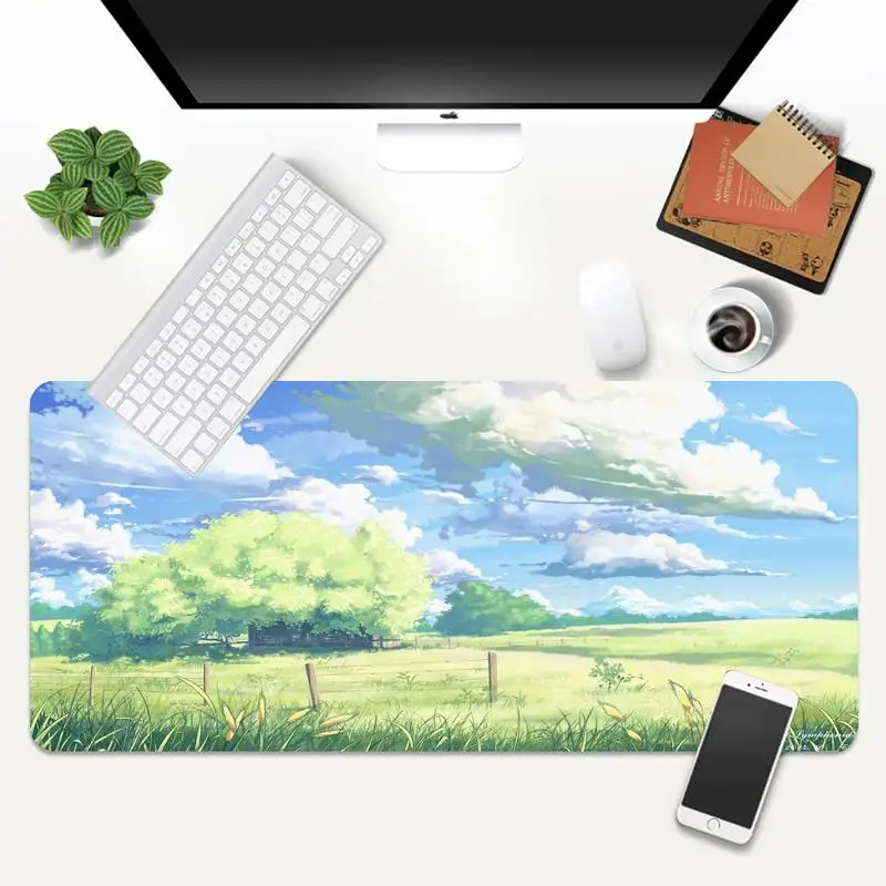 Anime táj Billentyűzetek Mat Gaming mousepad Asztal Mat Animáció XL Nagy Gamer Billentyűzet PC Pult Mat Takuo Tabletta Mousepads Kép 3
