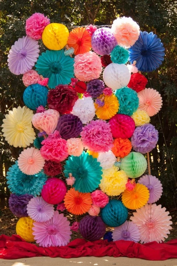 29 Színben kapható!! Selyempapír rózsaszín, kék pom-pomok parti dekoráció 16inch(40cm) 5piece/sok papír virágok, rózsa golyó Kép 4